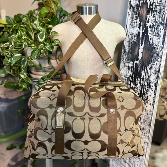 EUC. Rare! [Coach] Signature Brown Canvas Leather Large Monogram Duffle Bag | XL - Picture 13 of 16